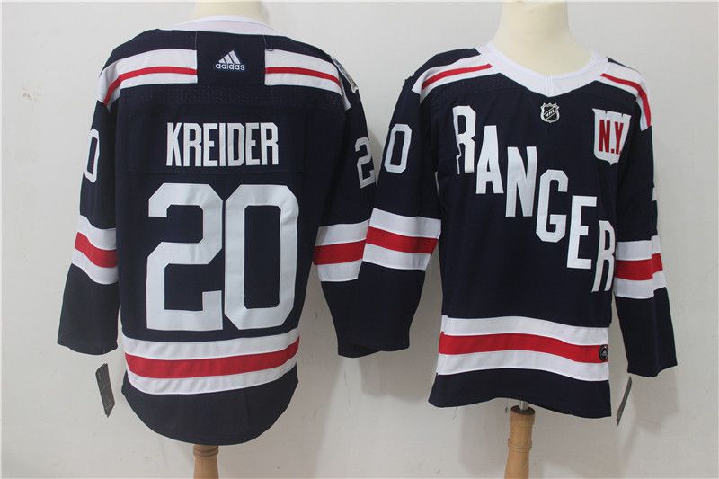 Men New York Rangers #20 Kreider Dark Blue Hockey Stitched Adidas NHL Jerseys